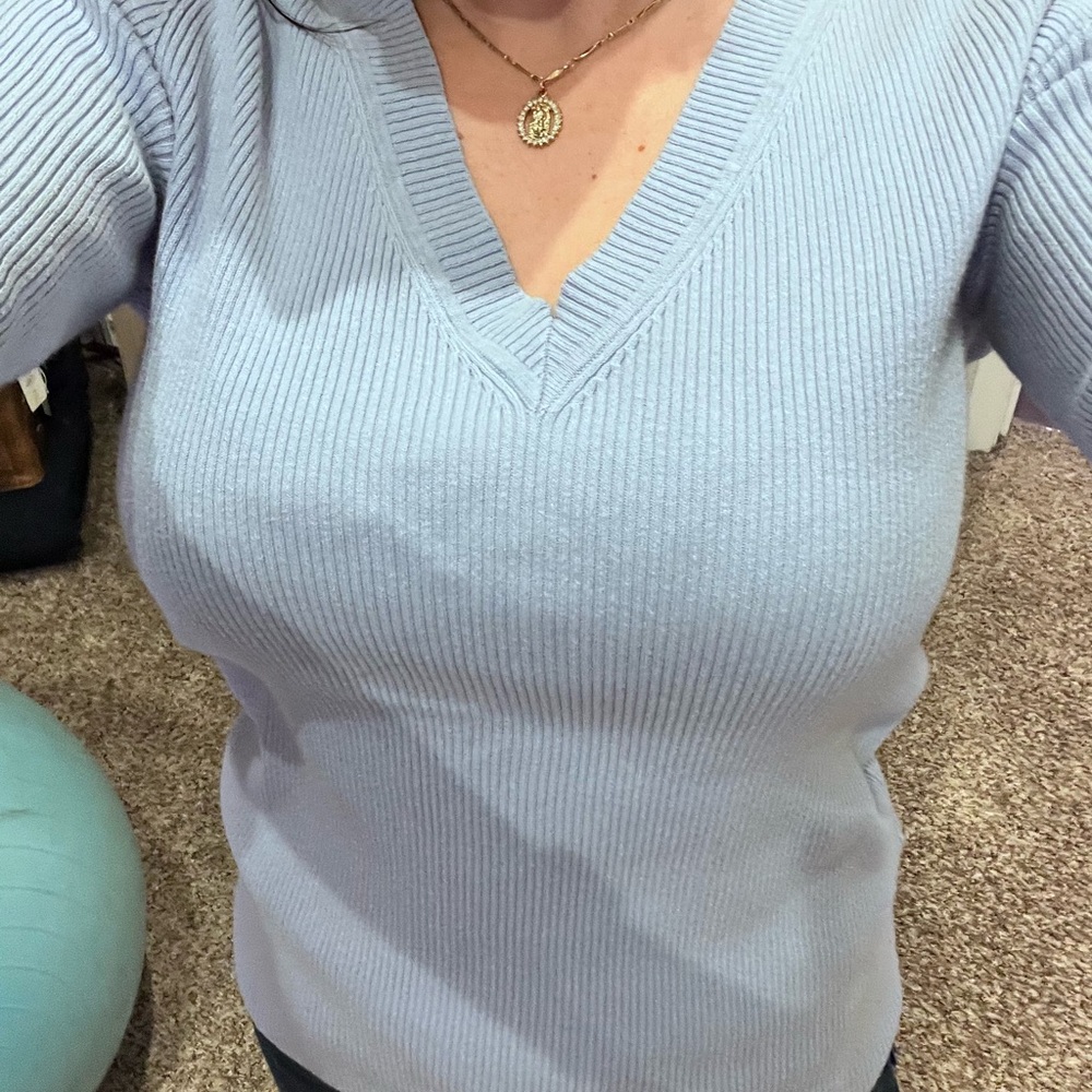 Tommy Hilfiger Women's V-Neck Sweater - Soft Blue
